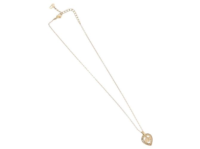 Collar Christian Dior Strass Metal Tono Dorado Auth ka6386 - vista 2