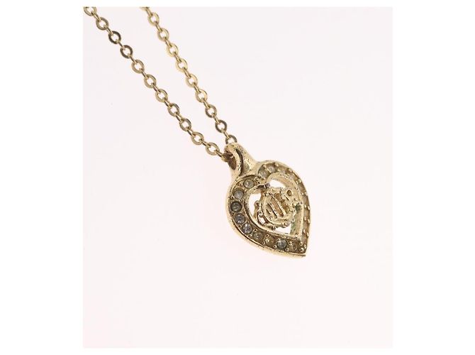 Collar Christian Dior Strass Metal Tono Dorado Auth ka6386 - vista 3