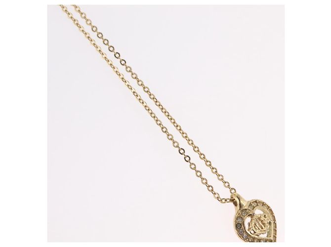 Collar Christian Dior Strass Metal Tono Dorado Auth ka6386 - vista 4