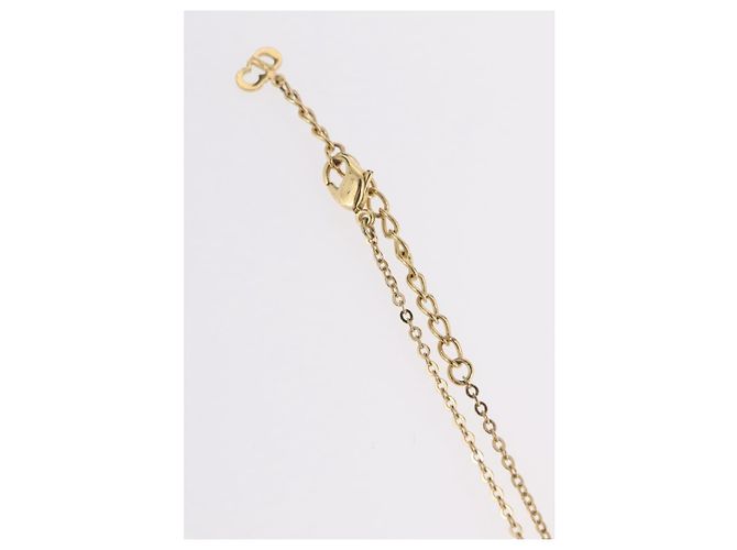 Collar Christian Dior Strass Metal Tono Dorado Auth ka6386 - vista 7