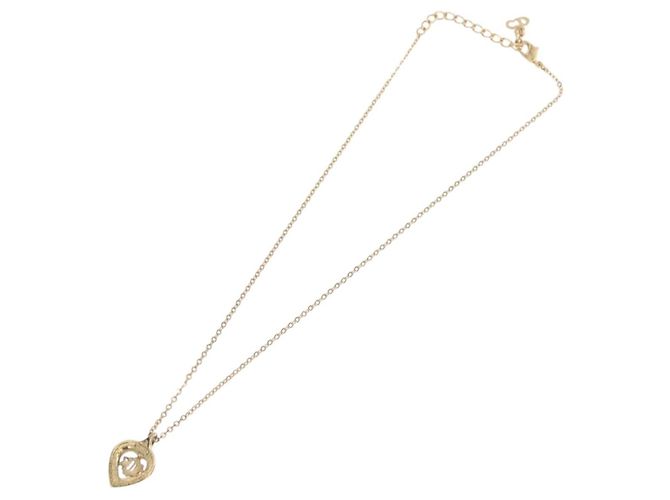Collar Christian Dior Strass Metal Tono Dorado Auth ka6386 - vista 8