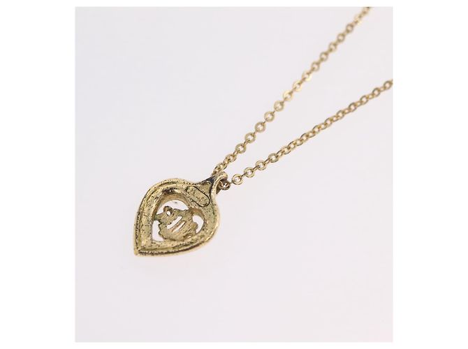 Collar Christian Dior Strass Metal Tono Dorado Auth ka6386 - vista 9