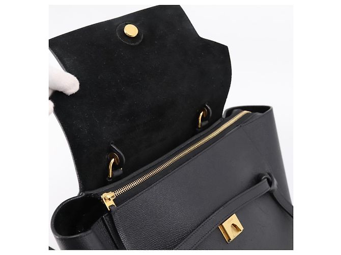 Céline Borsa a mano CELINE Belt Bag in pelle 2way Nero Oro Auth ka6406V D'oro - vista 10