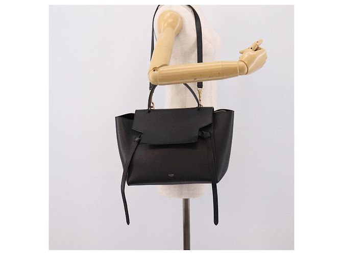 Céline Borsa a mano CELINE Belt Bag in pelle 2way Nero Oro Auth ka6406V D'oro - vista 26