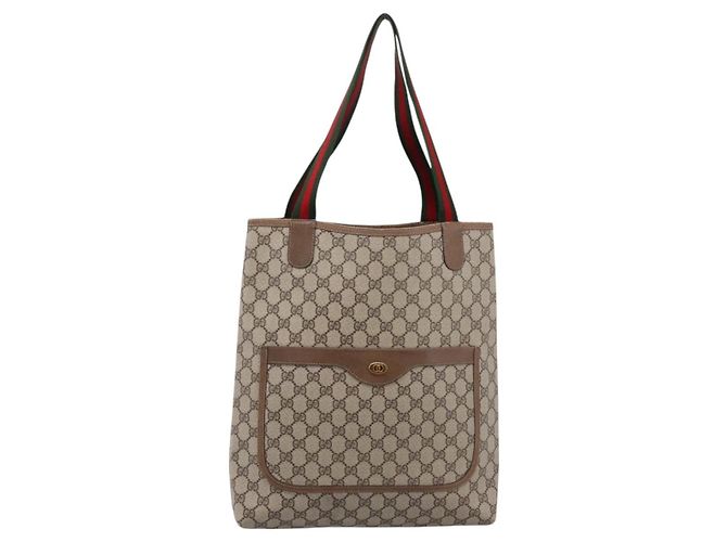 Borsa Tote GUCCI GG Supreme Web Sherry Line Beige Gold 39 02003 Auth ep15903 - vista 13