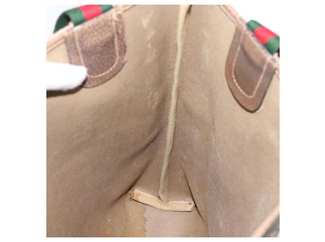Borsa Tote GUCCI GG Supreme Web Sherry Line Beige Gold 39 02003 Auth ep15903 - vista 18
