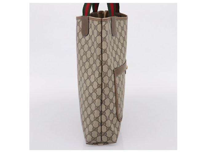 Borsa Tote GUCCI GG Supreme Web Sherry Line Beige Gold 39 02003 Auth ep15903 - vista 3
