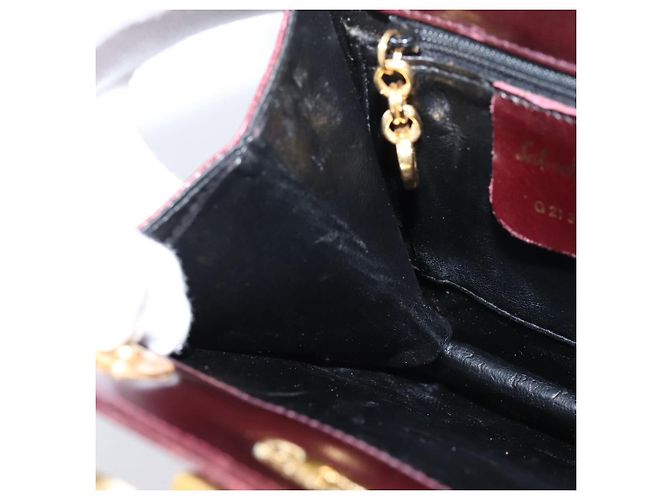 Borsa Salvatore Ferragamo Gancini in pelle Bordeaux Gold Auth 206353A - vista 19