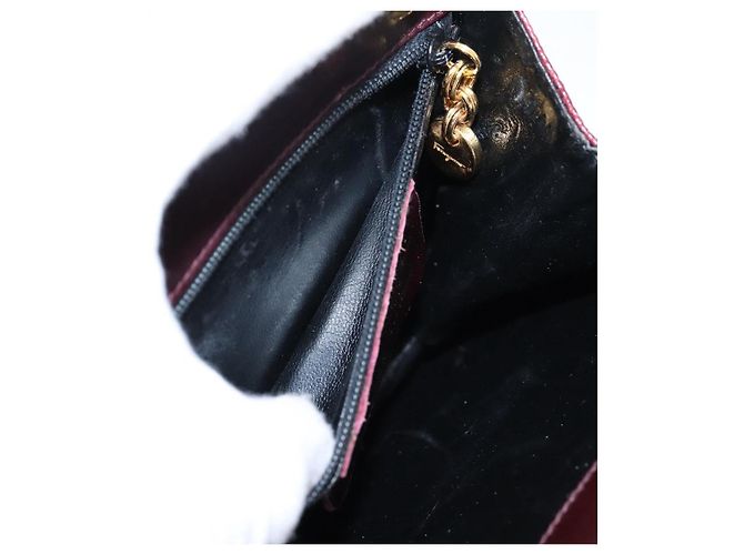 Borsa Salvatore Ferragamo Gancini in pelle Bordeaux Gold Auth 206353A - vista 21