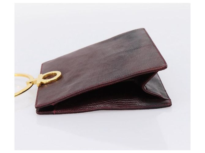 Borsa Salvatore Ferragamo Gancini in pelle Bordeaux Gold Auth 206353A - vista 3