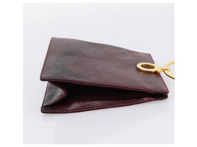 Borsa Salvatore Ferragamo Gancini in pelle Bordeaux Gold Auth 206353A - vista 4
