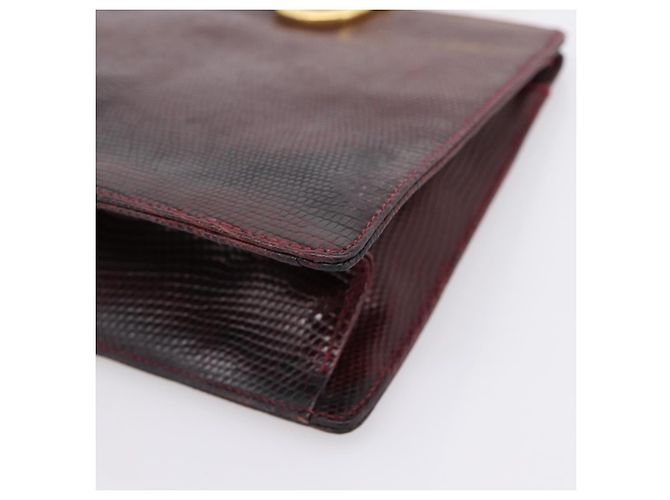 Borsa Salvatore Ferragamo Gancini in pelle Bordeaux Gold Auth 206353A - vista 9