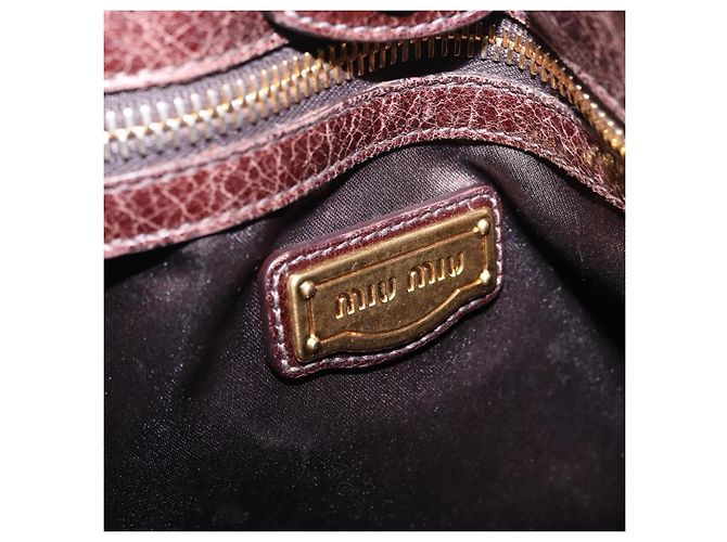 Borsa a Mano Miu Miu Vitellolux 2way Marrone Scuro Oro Auth 202590V D'oro - vista 23