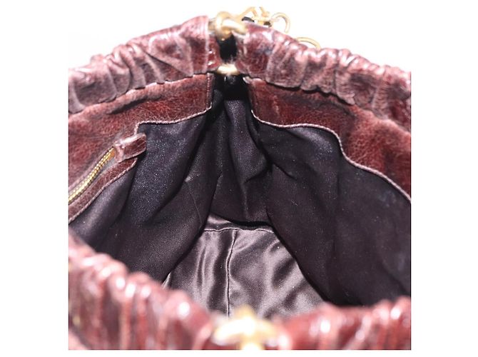Borsa a Mano Miu Miu Vitellolux 2way Marrone Scuro Oro Auth 202590V D'oro - vista 24