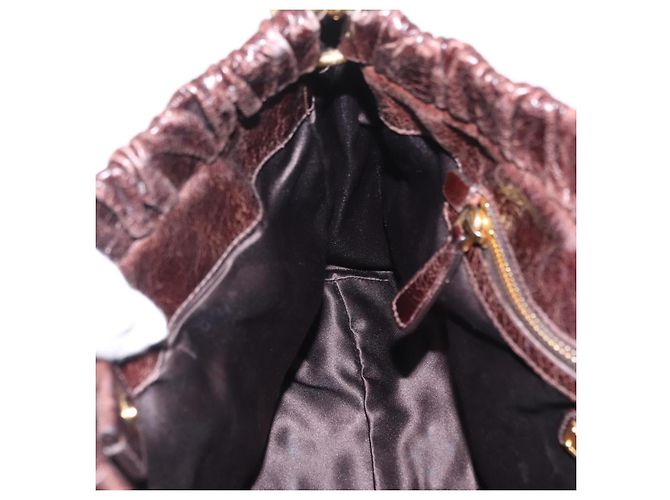 Borsa a Mano Miu Miu Vitellolux 2way Marrone Scuro Oro Auth 202590V D'oro - vista 25
