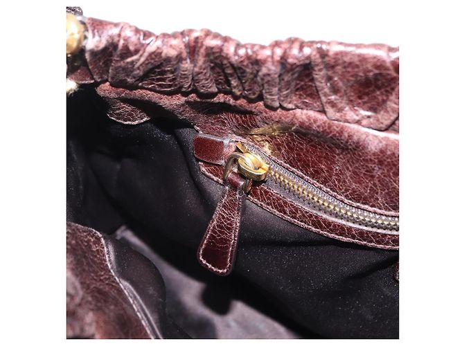 Borsa a Mano Miu Miu Vitellolux 2way Marrone Scuro Oro Auth 202590V D'oro - vista 26