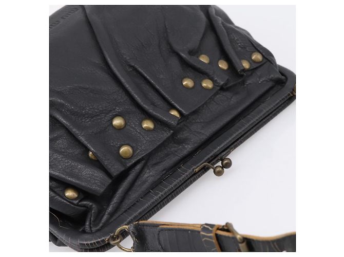 Borsa a tracolla Miu Miu in pelle nera e oro Auth 206289 Nero D'oro - vista 6