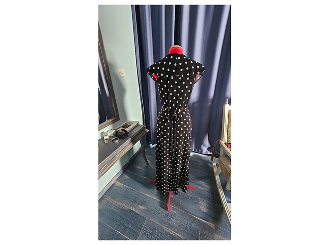 Autre Marque New York & Company Maxi-Kleid mit Polka Dots - Schwarz-Weiß - Ansicht 2