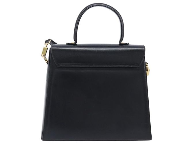 Borsa Salvatore Ferragamo Gancini in pelle 2way Nero Oro Auth ka6377 D'oro - vista 2