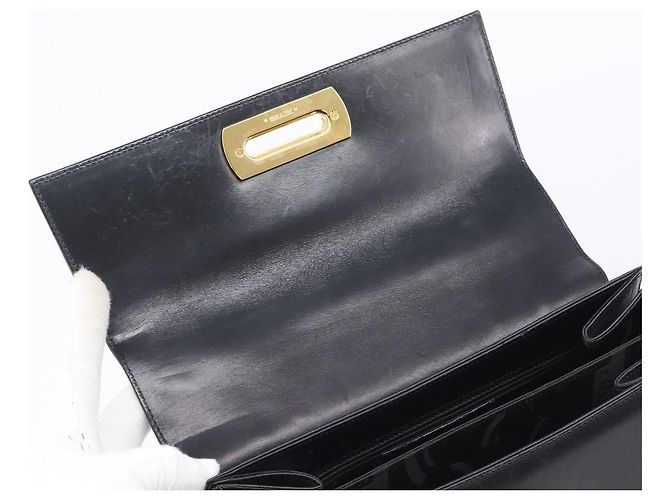 Borsa Salvatore Ferragamo Gancini in pelle 2way Nero Oro Auth ka6377 D'oro - vista 25