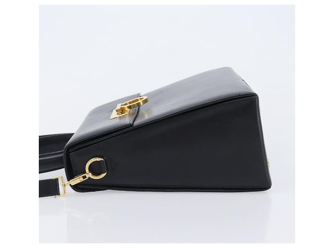 Borsa Salvatore Ferragamo Gancini in pelle 2way Nero Oro Auth ka6377 D'oro - vista 4
