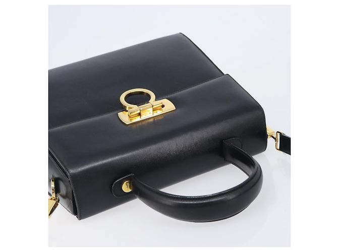 Borsa Salvatore Ferragamo Gancini in pelle 2way Nero Oro Auth ka6377 D'oro - vista 6