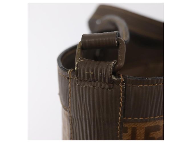 Borsa a tracolla FENDI Zucchino Canvas PVC Beige Auth ep16083 - vista 10