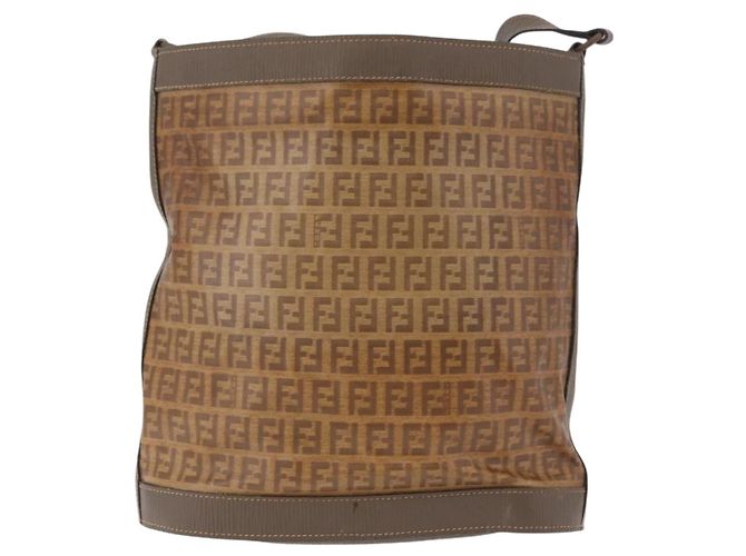 Borsa a tracolla FENDI Zucchino Canvas PVC Beige Auth ep16083 - vista 2