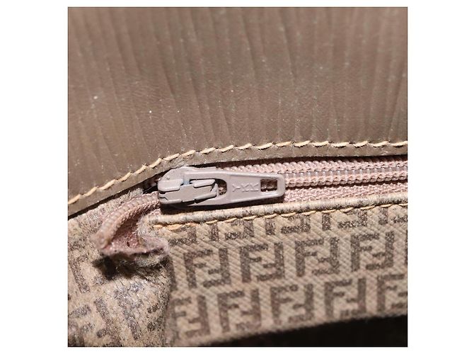 Borsa a tracolla FENDI Zucchino Canvas PVC Beige Auth ep16083 - vista 27