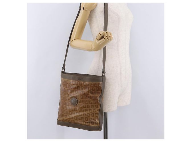 Borsa a tracolla FENDI Zucchino Canvas PVC Beige Auth ep16083 - vista 28
