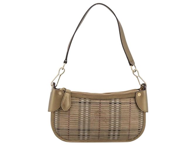 BURBERRY Nova Check Schultertasche PVC Leather Gold Auth 204889V Golden - Ansicht 13