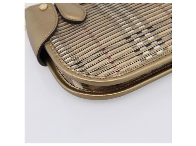BURBERRY Nova Check Schultertasche PVC Leather Gold Auth 204889V Golden - Ansicht 15
