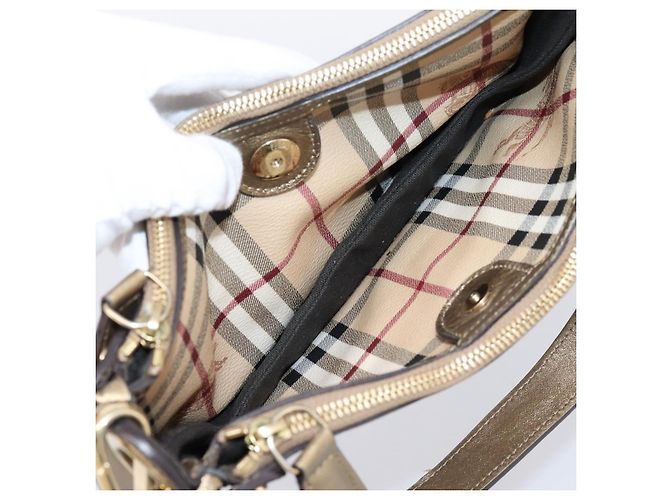 BURBERRY Nova Check Schultertasche PVC Leather Gold Auth 204889V Golden - Ansicht 18