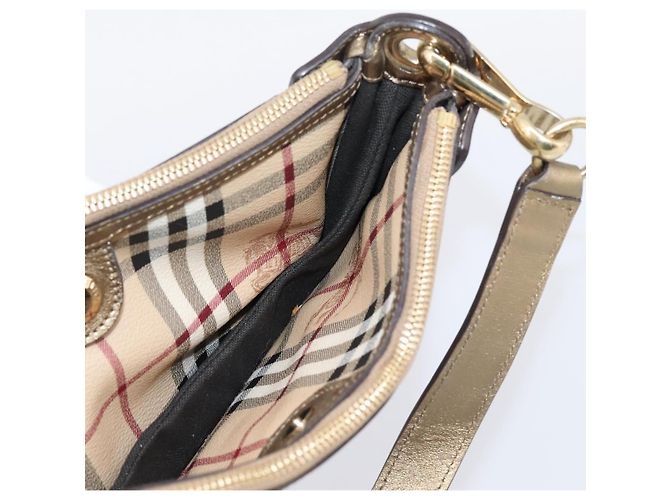 BURBERRY Nova Check Schultertasche PVC Leather Gold Auth 204889V Golden - Ansicht 19