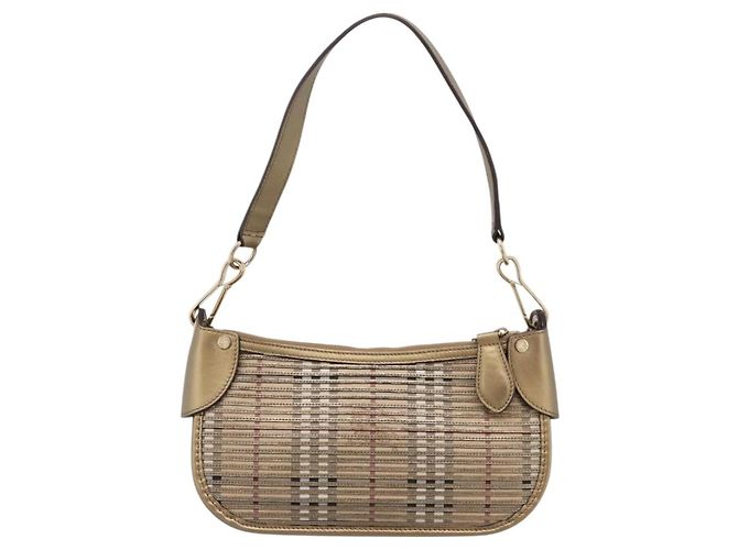 BURBERRY Nova Check Schultertasche PVC Leather Gold Auth 204889V Golden - Ansicht 2
