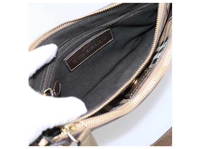 BURBERRY Nova Check Schultertasche PVC Leather Gold Auth 204889V Golden - Ansicht 23