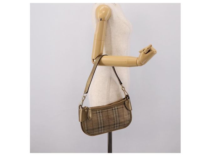 BURBERRY Nova Check Schultertasche PVC Leather Gold Auth 204889V Golden - Ansicht 26