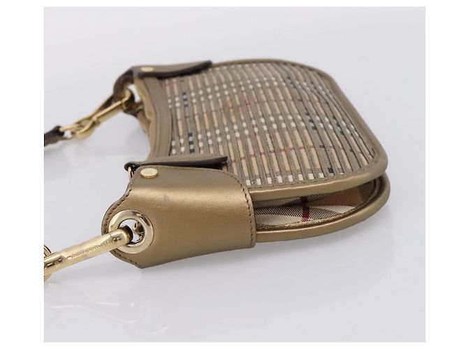 BURBERRY Nova Check Schultertasche PVC Leather Gold Auth 204889V Golden - Ansicht 3