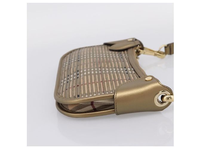 BURBERRY Nova Check Schultertasche PVC Leather Gold Auth 204889V Golden - Ansicht 4
