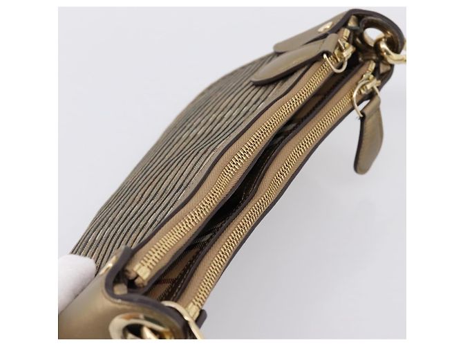 BURBERRY Nova Check Schultertasche PVC Leather Gold Auth 204889V Golden - Ansicht 6