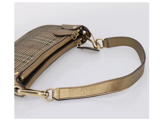 BURBERRY Nova Check Schultertasche PVC Leather Gold Auth 204889V Golden - Ansicht 7