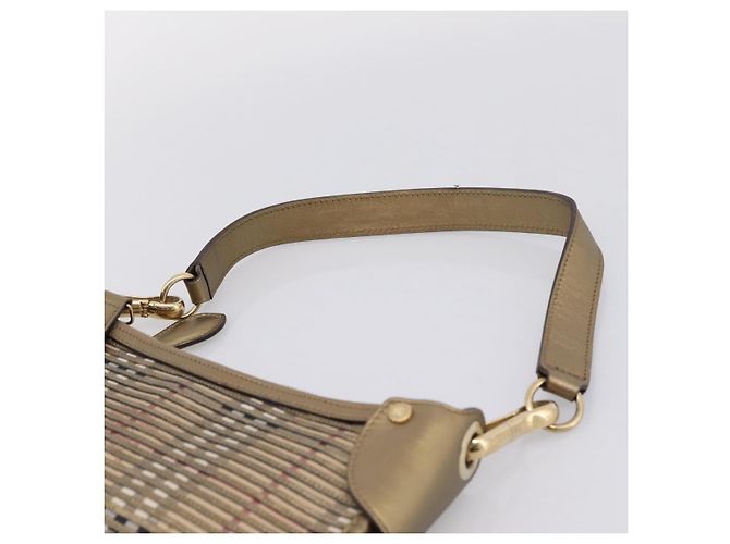 BURBERRY Nova Check Schultertasche PVC Leather Gold Auth 204889V Golden - Ansicht 8