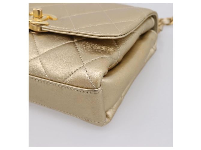Borsa a tracolla CHANEL Matelasse con catena in pelle d'agnello 2way Gold CC Auth 206384SAM D'oro - vista 17