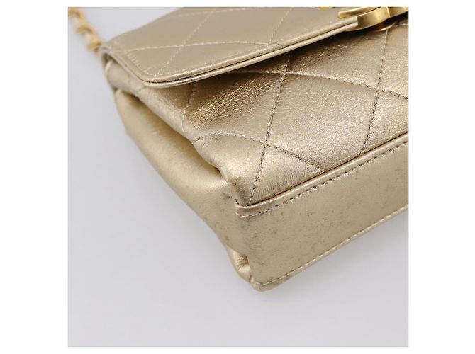 Borsa a tracolla CHANEL Matelasse con catena in pelle d'agnello 2way Gold CC Auth 206384SAM D'oro - vista 18