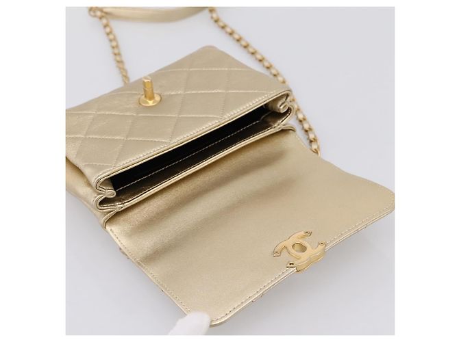 Borsa a tracolla CHANEL Matelasse con catena in pelle d'agnello 2way Gold CC Auth 206384SAM D'oro - vista 22