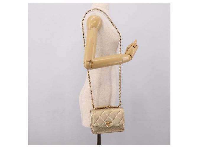 Borsa a tracolla CHANEL Matelasse con catena in pelle d'agnello 2way Gold CC Auth 206384SAM D'oro - vista 27