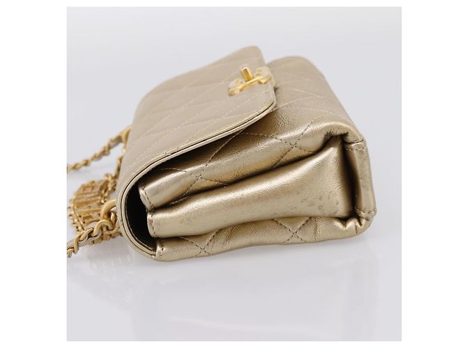 Borsa a tracolla CHANEL Matelasse con catena in pelle d'agnello 2way Gold CC Auth 206384SAM D'oro - vista 3