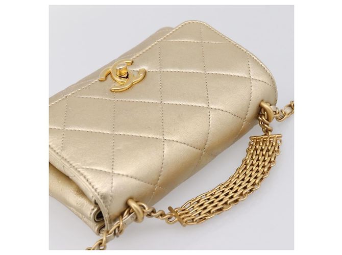 Borsa a tracolla CHANEL Matelasse con catena in pelle d'agnello 2way Gold CC Auth 206384SAM D'oro - vista 6