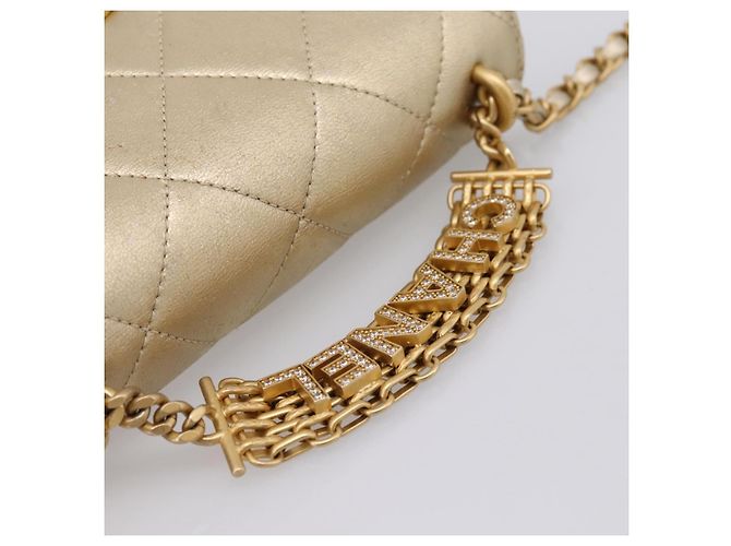 Borsa a tracolla CHANEL Matelasse con catena in pelle d'agnello 2way Gold CC Auth 206384SAM D'oro - vista 7