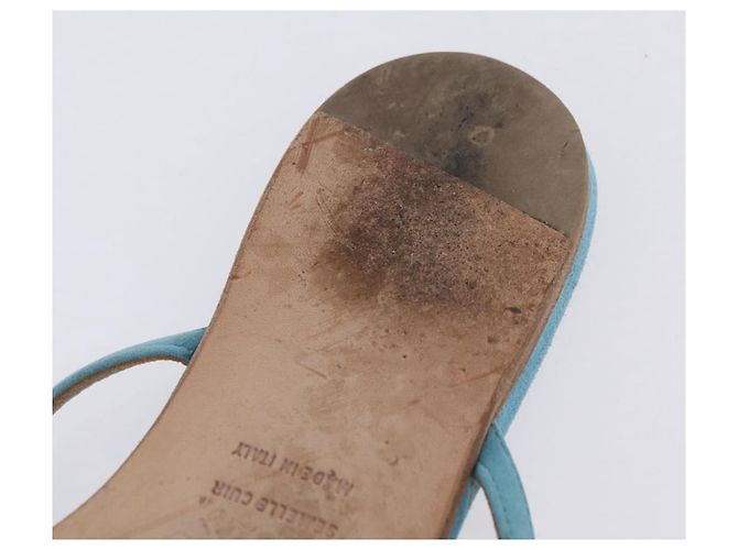 Hermès Sandalias HERMES Suede 36 Light Blue Auth 203814V Azul claro - vista 10
